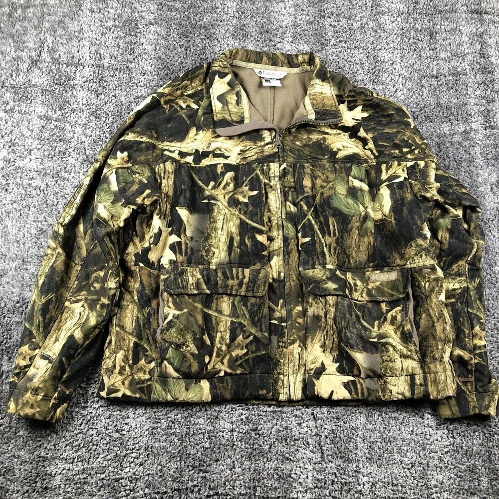 Columbia Interchange Jacket Mens XL Brown Camo Hunting Fleece Lined HM7101 - Picture 2 of 12